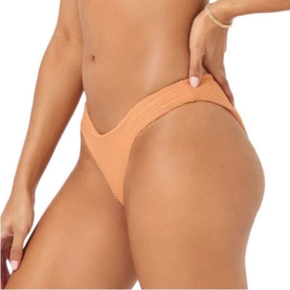 NWT l*space Sandy Bikini Bottom in Sienna sz M Ribbed Eco Chic Repreve Boho - Picture 3 of 9